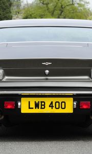 Превью обои aston martin, lagonda, v8, 1974, черный, вид сзади, астон мартин, авто