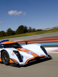 Превью обои aston martin, lmp1, 2009, белый, вид сбоку, спорт, астон мартин, природа