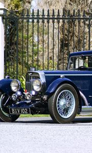 Превью обои aston martin, mkii, 1934, синий, вид сбоку, авто, астон мартин, ретро