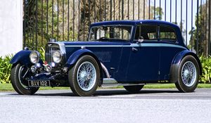 Превью обои aston martin, mkii, 1934, синий, вид сбоку, авто, астон мартин, ретро