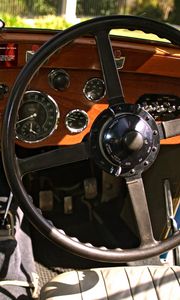 Превью обои aston martin, mkii, 1934, салон, руль, спидометр