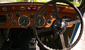 Превью обои aston martin, mkii, 1934, салон, руль, спидометр