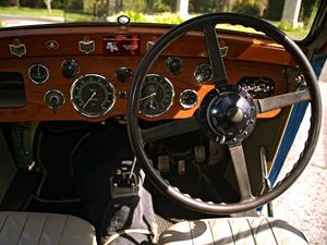 Превью обои aston martin, mkii, 1934, салон, руль, спидометр