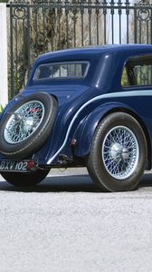 Превью обои aston martin, mkii, 1934, синий, вид сбоку, раритет, астон мартин, авто