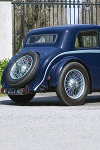 Превью обои aston martin, mkii, 1934, синий, вид сбоку, раритет, астон мартин, авто