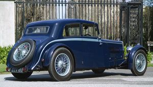 Превью обои aston martin, mkii, 1934, синий, вид сбоку, раритет, астон мартин, авто