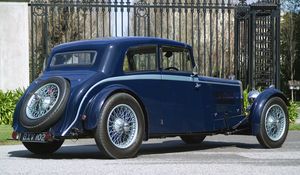 Превью обои aston martin, mkii, 1934, синий, вид сбоку, раритет, астон мартин, авто