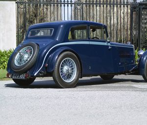 Превью обои aston martin, mkii, 1934, синий, вид сбоку, раритет, астон мартин, авто