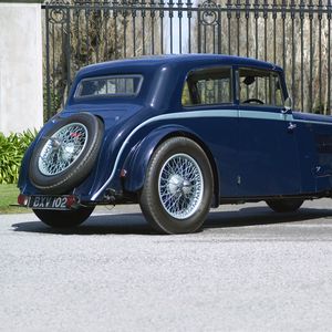 Превью обои aston martin, mkii, 1934, синий, вид сбоку, раритет, астон мартин, авто