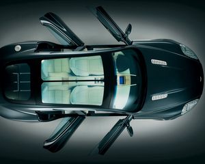 Превью обои aston martin, rapide, 2006, черный, вид сверху, концепт кар, авто