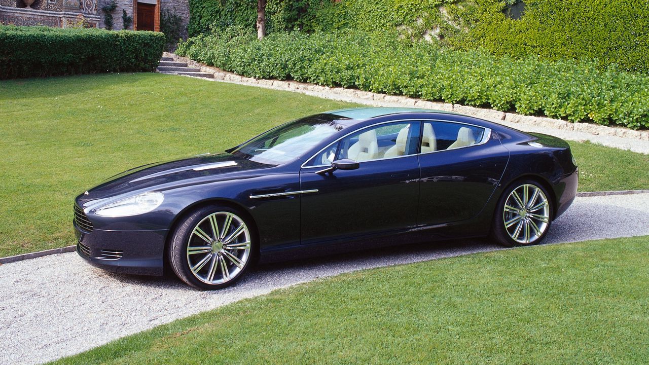 Обои aston martin, rapide, 2006, синий, вид сбоку, концепт кар, астон мартин, природа