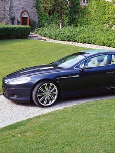 Превью обои aston martin, rapide, 2006, синий, вид сбоку, концепт кар, астон мартин, природа