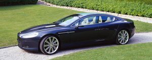 Превью обои aston martin, rapide, 2006, синий, вид сбоку, концепт кар, астон мартин, природа