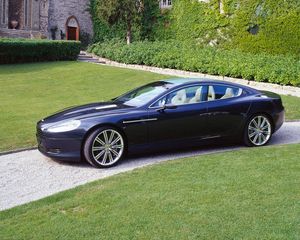 Превью обои aston martin, rapide, 2006, синий, вид сбоку, концепт кар, астон мартин, природа