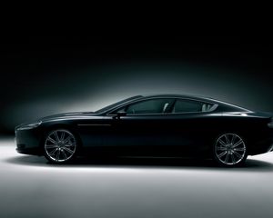 Превью обои aston martin, rapide, 2006, черный, концепт кар, вид сбоку, астон мартин, стиль