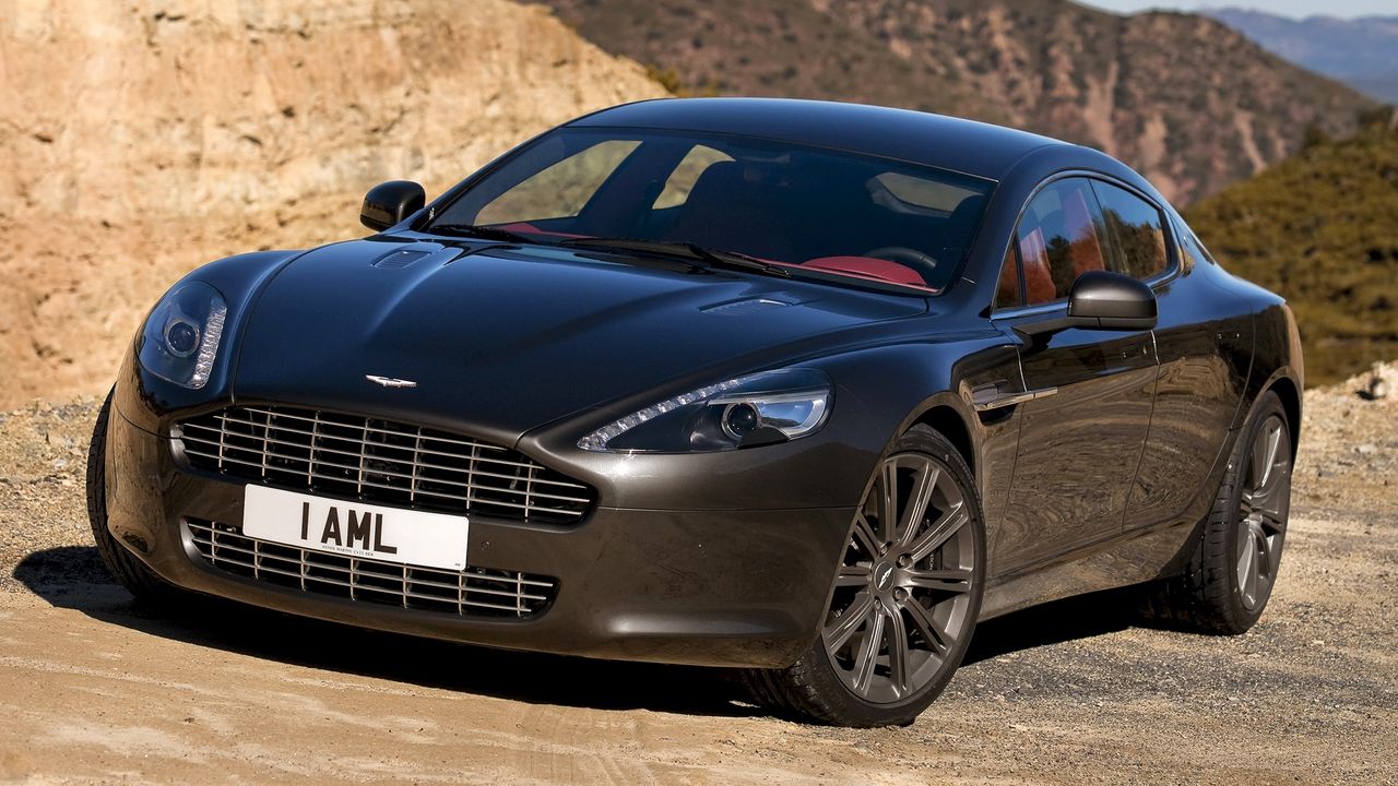 Обои aston martin, rapide, 2009, черный, вид спереди, авто, астон мартин, природа