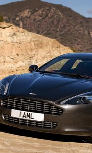 Превью обои aston martin, rapide, 2009, черный, вид спереди, авто, астон мартин, природа