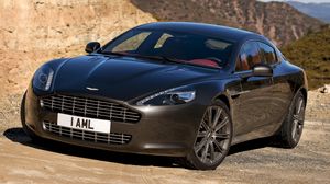 Превью обои aston martin, rapide, 2009, черный, вид спереди, авто, астон мартин, природа