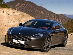 Превью обои aston martin, rapide, 2009, черный, вид спереди, авто, астон мартин, природа