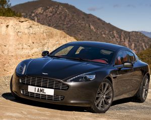 Превью обои aston martin, rapide, 2009, черный, вид спереди, авто, астон мартин, природа