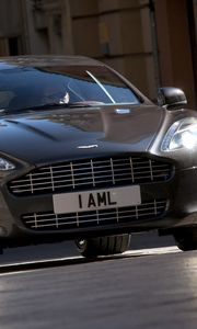 Превью обои aston martin, rapide, 2009, черный, вид спереди, стиль, астон мартин, авто