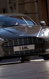 Превью обои aston martin, rapide, 2009, черный, вид спереди, стиль, астон мартин, авто