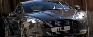 Превью обои aston martin, rapide, 2009, черный, вид спереди, стиль, астон мартин, авто