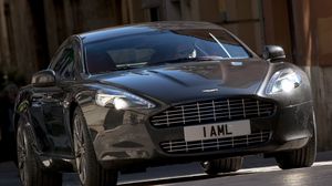 Превью обои aston martin, rapide, 2009, черный, вид спереди, стиль, астон мартин, авто