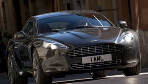 Превью обои aston martin, rapide, 2009, черный, вид спереди, стиль, астон мартин, авто