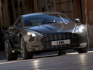 Превью обои aston martin, rapide, 2009, черный, вид спереди, стиль, астон мартин, авто