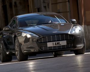 Превью обои aston martin, rapide, 2009, черный, вид спереди, стиль, астон мартин, авто