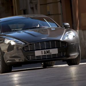 Превью обои aston martin, rapide, 2009, черный, вид спереди, стиль, астон мартин, авто