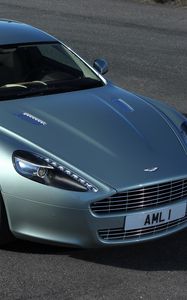 Превью обои aston martin, rapide, 2009, зеленый, вид сверху, авто, астон мартин, асфальт