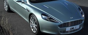 Превью обои aston martin, rapide, 2009, зеленый, вид сверху, авто, астон мартин, асфальт