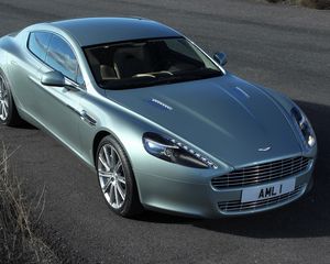 Превью обои aston martin, rapide, 2009, зеленый, вид сверху, авто, астон мартин, асфальт