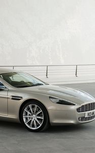 Превью обои aston martin, rapide, 2009, серый, вид сбоку, стиль, астон мартин