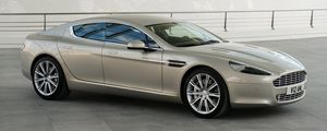 Превью обои aston martin, rapide, 2009, серый, вид сбоку, стиль, астон мартин