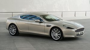 Превью обои aston martin, rapide, 2009, серый, вид сбоку, стиль, астон мартин