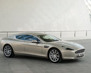 Превью обои aston martin, rapide, 2009, серый, вид сбоку, стиль, астон мартин