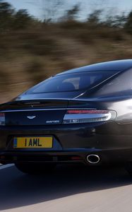 Превью обои aston martin, rapide, 2009, серый, вид сбоку сзади, авто, астон мартин, скорость