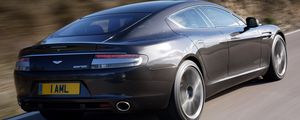 Превью обои aston martin, rapide, 2009, серый, вид сбоку сзади, авто, астон мартин, скорость