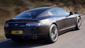 Превью обои aston martin, rapide, 2009, серый, вид сбоку сзади, авто, астон мартин, скорость