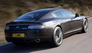 Превью обои aston martin, rapide, 2009, серый, вид сбоку сзади, авто, астон мартин, скорость