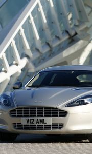 Превью обои aston martin, rapide, 2009, серебряный, вид спереди, авто, астон мартин