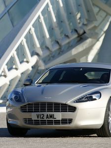 Превью обои aston martin, rapide, 2009, серебряный, вид спереди, авто, астон мартин