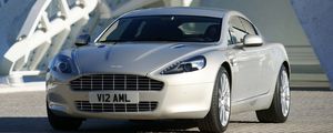 Превью обои aston martin, rapide, 2009, серебряный, вид спереди, авто, астон мартин