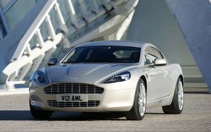 Превью обои aston martin, rapide, 2009, серебряный, вид спереди, авто, астон мартин