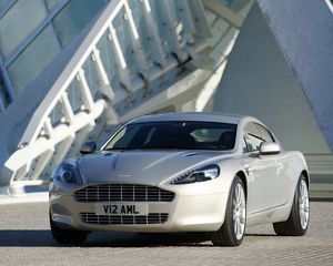 Превью обои aston martin, rapide, 2009, серебряный, вид спереди, авто, астон мартин