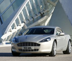 Превью обои aston martin, rapide, 2009, серебряный, вид спереди, авто, астон мартин