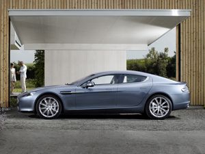 Превью обои aston martin, rapide, 2009, синий, вид сбоку, стиль, астон мартин, асфальт